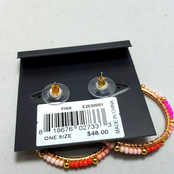 Rebecca minkoff pink beaded circle earrings - Picture 2 of 2